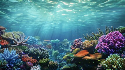 Underwater Wonderland: Vibrant Coral Reef Cartoon Illustration