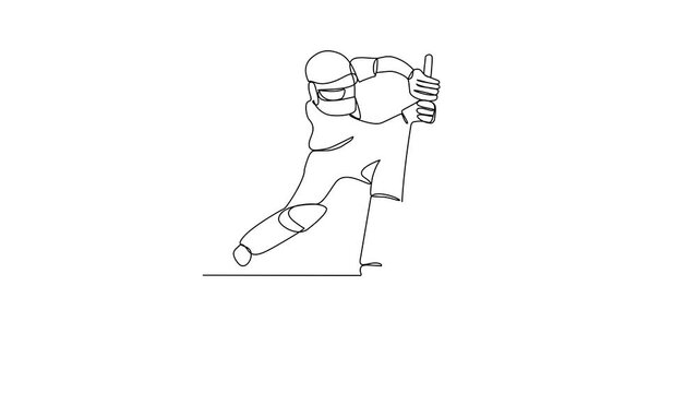 Animated self drawing of Cricket video illustration. cricket design in simple linear continuous style video concept. Sports themes design for your asset design illustration video.