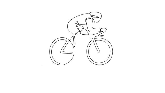 Animated self drawing of Cycling track sports video illustration. Cycling track sports design in simple linear continuous style video concept. Sports themes design for your asset design video.