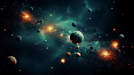 A celestial event with planets aligning