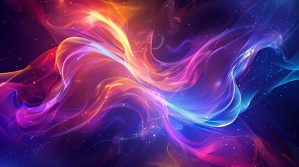 Beautiful 3d background with colorful waves and particles