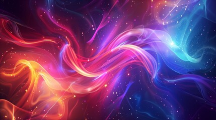 Fototapeta premium Beautiful 3d background with colorful waves and particles