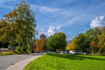 The city of Feldkirch with Castle Schattenburg and Swiss Mountains in the background, State of Vorarlberg, Austria.