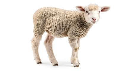 Fototapeta premium Lamb Sopravissana sheep isolated on white : Generative AI