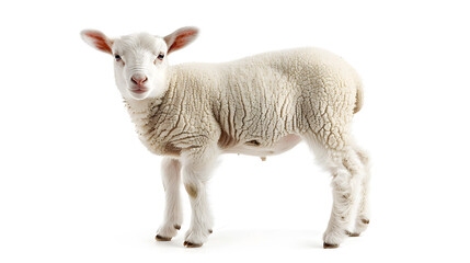 Fototapeta premium Lamb Sopravissana sheep isolated on white : Generative AI