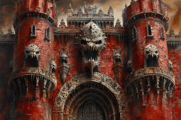 Naklejka premium Elaborate Labyrinth Pursuit: Intricate Details in Intense Illustration