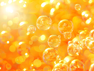Orange and yellow bubbles on a light background