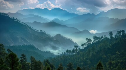 Fototapeta premium Scenic sight of mountains and trees