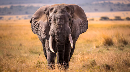 Fototapeta premium A portrait photo of a African elephant shot in Masai Mara Kenya : Generative AI
