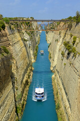 Corinth Canal, Greece. The Corinth Canal is a sluiceless shipping canal in Greece, connecting the...