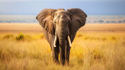 Fototapeta premium A portrait photo of a African elephant shot in Masai Mara Kenya : Generative AI