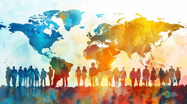 World Population Day. Different multi cultural ethnicity people crowd. World day as diverse cultures and multiculturalism society.