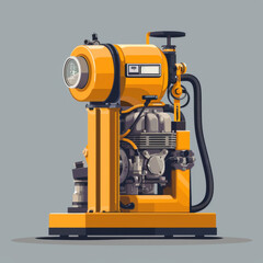 Fototapeta premium Illustration of a heavy-duty industrial air compressor machine on a plain gray background, suitable for technical content.