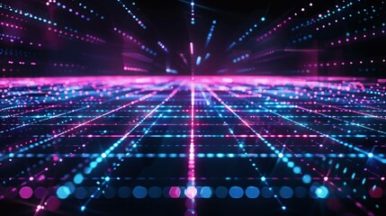 Obraz premium Vibrant Digital Artwork with Neon Pink and Blue Glowing Effects