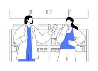 Drugstore skincare treatments abstract concept vector illustration.