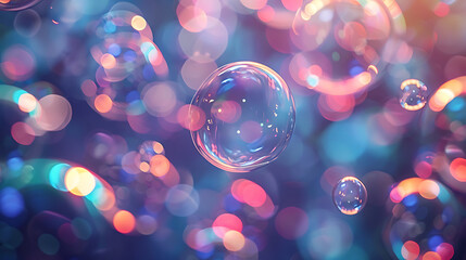 Colorful bubbles with a bokeh background, perfect for festive and playful designs