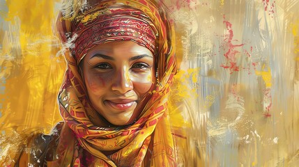 Fototapeta premium Portrait of a young woman wearing a Hijab and Scarf 