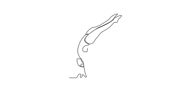 Animated self drawing of diving sports video illustration. Diving sports design in simple linear continuous style video concept. Sports themes design for your asset design video.