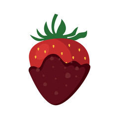 Strawberry in chocolate. Vector graphics