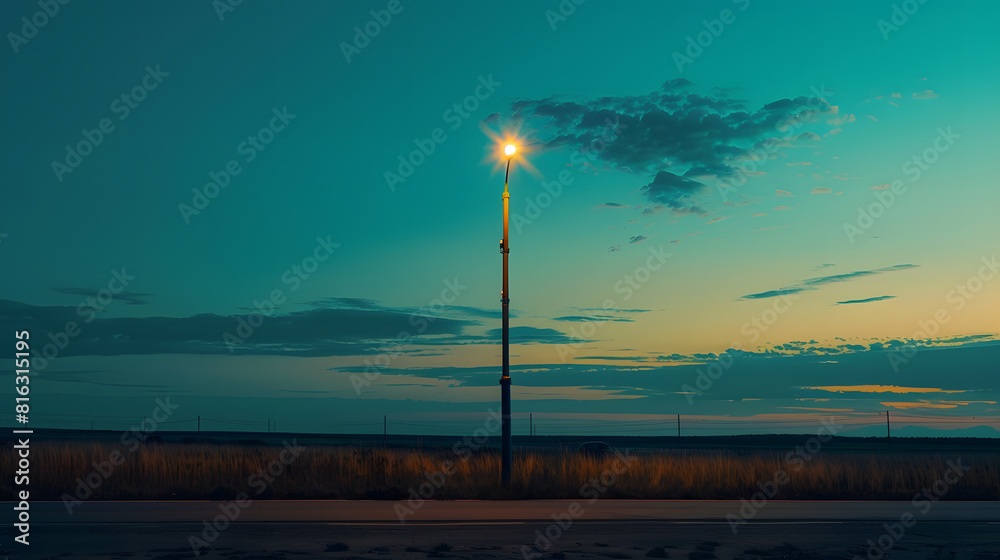 Aufkleber location photos tall black light pole on the side of the road alone in the middle of the picture has