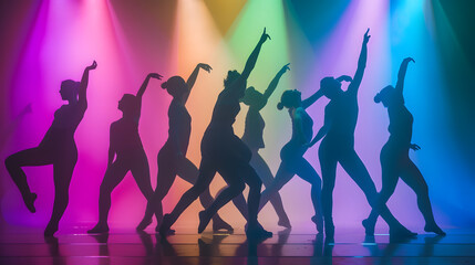 Silhouettes of dancers in dancing concept : Generative AI