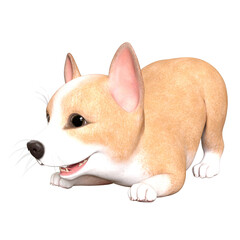 Pudgy the corgi puppy isolated 3d rendered illustration