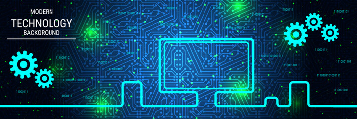 Modern technology style vector banner design template