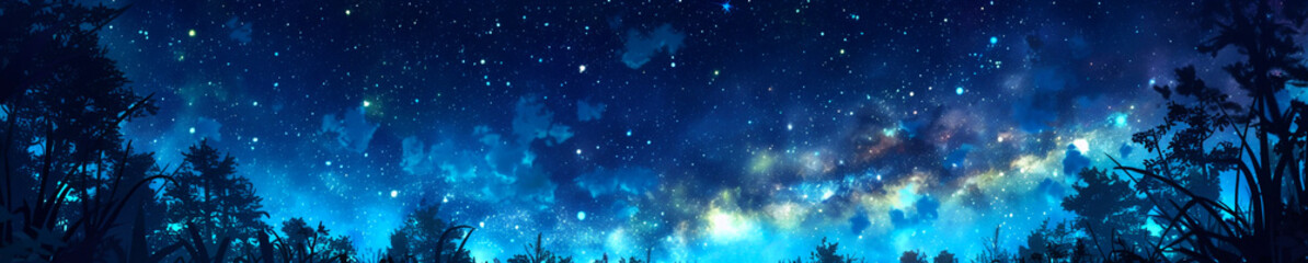 Obraz premium 天の川が流れる夜空 Generative AI
