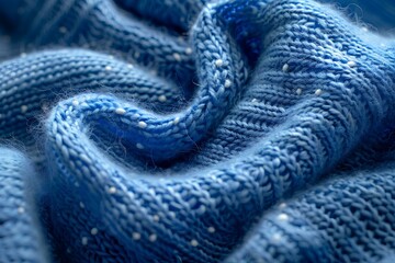 Fototapeta premium A close up of a blue knitted blanket