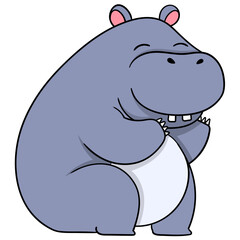 fat hippo sitting smiling friendly