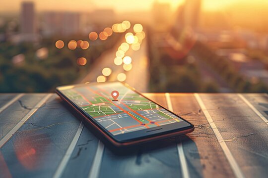 Smartphone Displaying Maps and Location Services