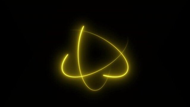 Atomic structure. Electrons with glowing trails orbiting atom. Loop