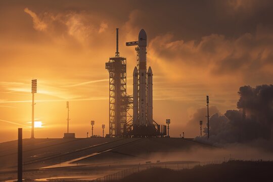 Sunset at a Space Launch Facility