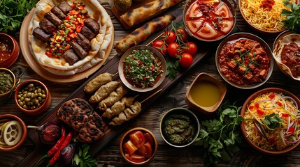 Fresh presentation of Meze street food in Middle East, food studio photography