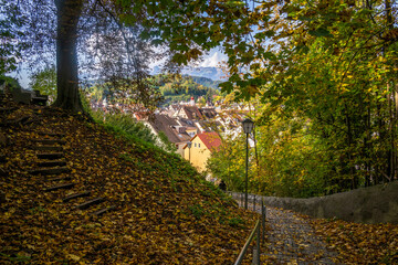 Naklejka premium The city of Feldkirch with Swiss Mountains in the background, State of Vorarlberg, Austria.