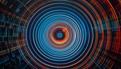 Fototapeta premium Vibrant Cosmic Art Print: A Colorful Kaleidoscope with Stylized Circles and Patterns