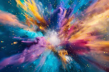 Obraz premium Vibrant Cosmic Art with Colorful Paint Splashes