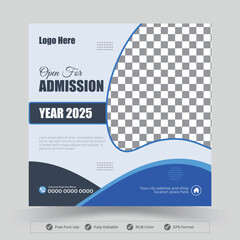 Digital business marketing banner for admission and social media post template.