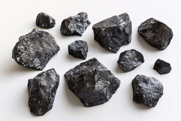 Scattered Black Stones in a Light Gray Background