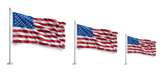American flag set on transparent background