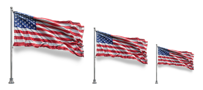 American flag set on transparent background