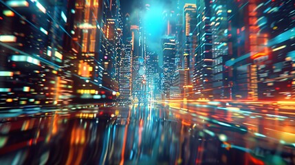 Cityscape Blur Effect: Urban Nightlife with Fast-Motion Blur