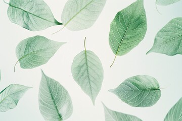 Fototapeta premium Nature's Harmony: A Collection of Green Leaf Illustrations