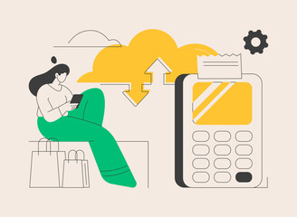 Cloud POS abstract concept vector illustration.