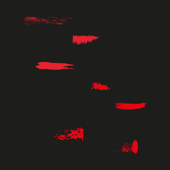 Vibrant Red Strokes. Grunge Art Splash. Acrylic Brush Effect. Vector illustration. EPS 10