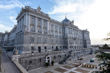 Front of royal palace in Madrid, Spain.