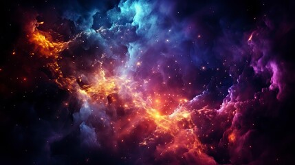 Fototapeta premium A cosmic abstract background with nebulae, stars, and galaxies