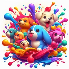 Obraz premium Puppy Joy: Cute Oil Painted Background