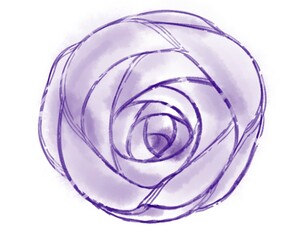 濃い紫の薔薇の手描きイラスト