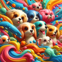 Obraz premium Puppy Joy: Cute Oil Painted Background